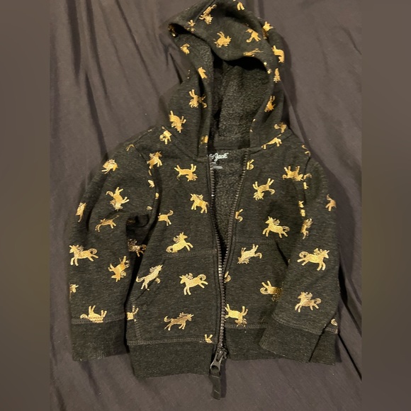 Cat & Jack Other - EUC 12m Gray & Gold Unicorn Zip Up Sweatshirt